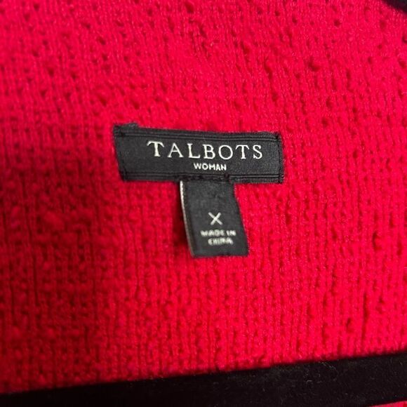 Talbots Women’s Red Tweed Hook Eye Closure Blazer Jacket Size X - Picture 7 of 15